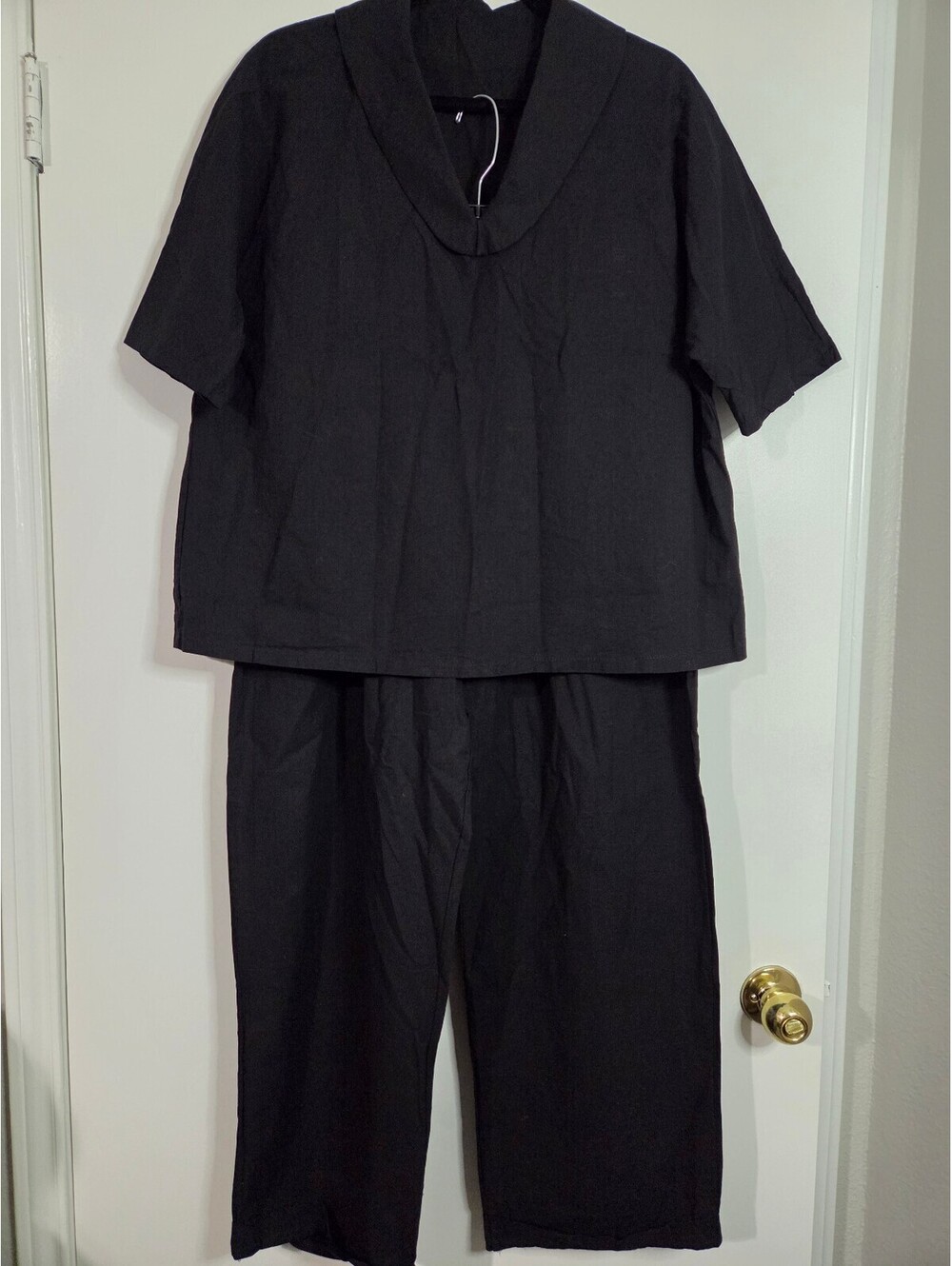 Black Two-Piece Lounge Set with Elastic Waistband Size XL
